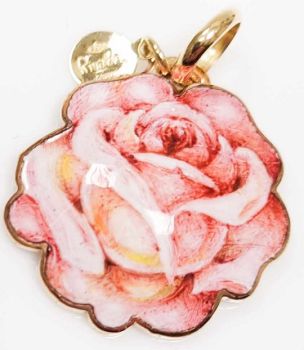 CIONDOLO ROSA GABRIELLA RIVALTA DIPINTO A MANO 